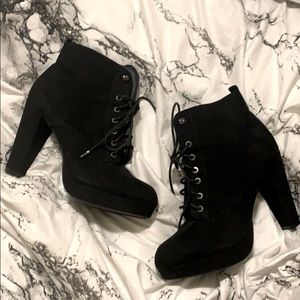 BAMBOO Suede Heeled Booties